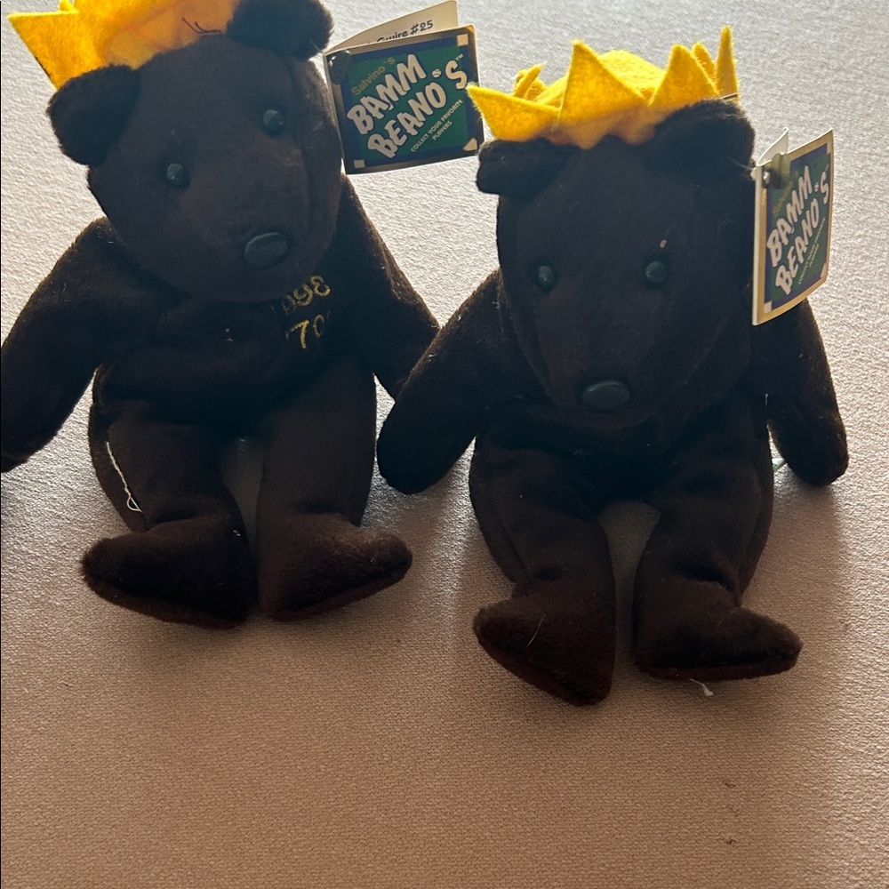 Brown Plush Bear with Yellow Crown
